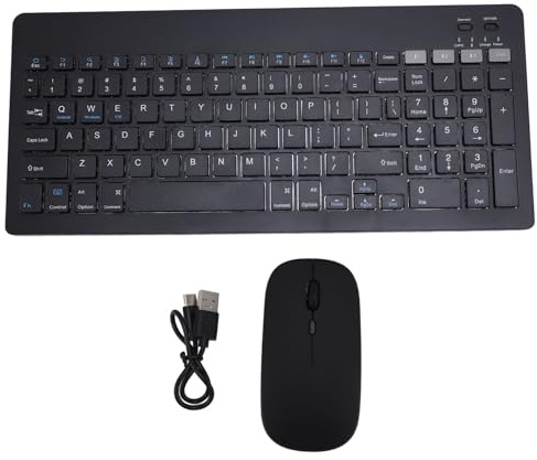 Jectse Ensemble Clavier et Souris sans Fil, Rechargeable, Bluetooth, avec Récepteur USB, Réduction du Bruit, Design Ergonomique, pour PC et Ordinateur Portable (Black)
