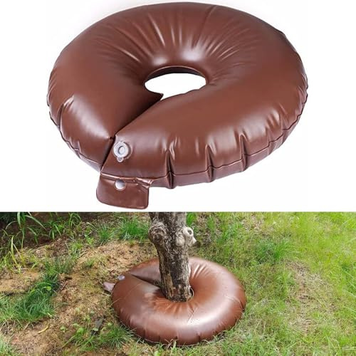 KQDRAVINE Cirkel Vattenpåse för Träd 55 L/15 Gallon, Trädbevattningspåse i Brunt, Trädpåse för Bevattning i PVC UV-beständig, Vattenpåse för Träd för Droppbevattning för Buskar och Träd