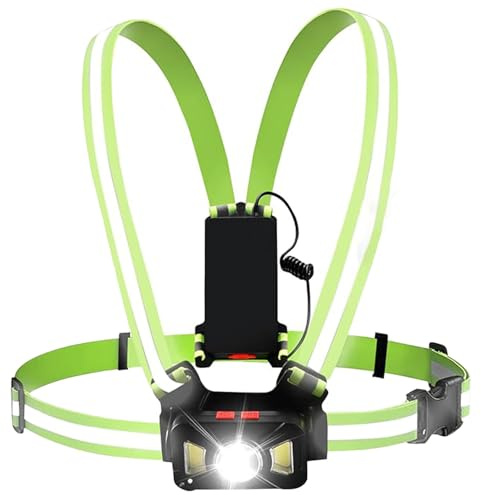 Calenxy 500 Lumen Lauflampe Joggen 360° Reflektoren, Lauflicht Brustlampe USB, 65° Verstellbar als Stirnlampe Alternative, 5 Modi IPX4 Wasserdicht, Dual-Strap für Laufen Joggen Gassi gehen