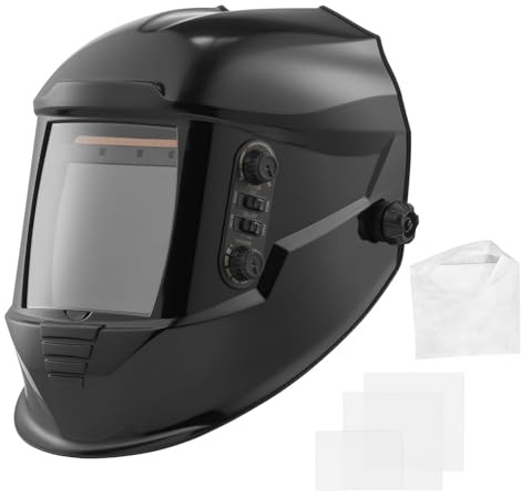 VEVOR Casco de Soldadura, con Oscurecimiento Automático Solar, Visión a Color Real, Visión Amplia, con 4 Sensores de Arco, Tono DIN 4/5-9/9-13, para Soldadura TIG, MIG y Arco, Esmerilado y Corte