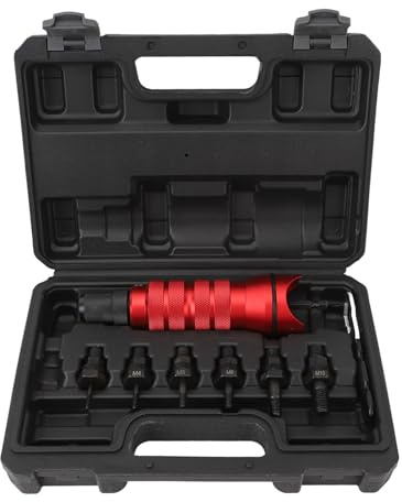 Luocute Kit de Adaptador de Taladro de Tuercas de Remaches, con 6 Cabezas Intercambiables, 150 Tuercas, Estuche de Transporte para Taladros Inalámbricos 18V-24V