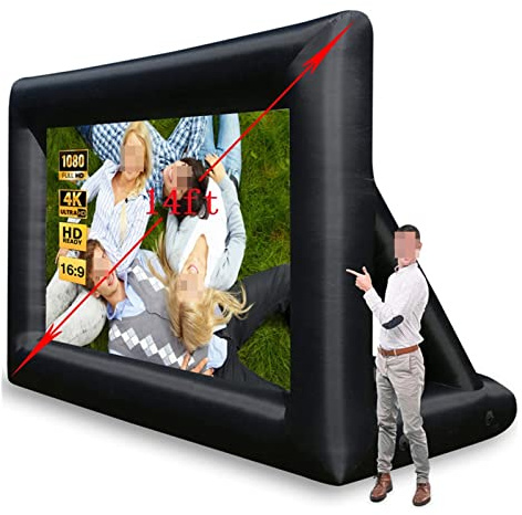 1 4ft 20ft Gonflable intérieure et extérieure évoquée Mega Film Projecteur Screen avec Sac d'accessoires Cinéma Maison Scolaire(14ft,20FT)