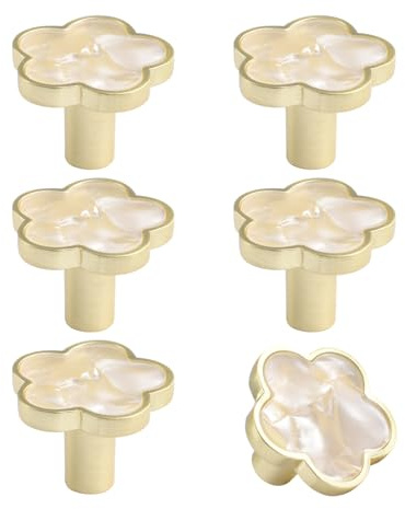 MOROBOR Dekorative Blumenknöpfe, 6 Stück, kreative Muschel, weiß, Kommoden, Schubladen, Schubladengriffe, Schranktürgriff, Einzelloch, Zinklegierung, Möbelzubehör