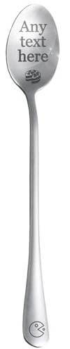 Personalised Stainless Steel Long Spoon (19.5cm) - Custom Engraving, Food-Grade for Coffee/Soup/Gift