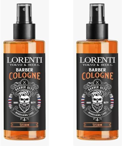 LORENTI TOKYO & SEOUL Barber Cologne 150 ml Storm, spray dopobarba per uomini, acqua profumata da rasatura da uomo, con pratico dispenser di pompa, rinfrescante e nutriente, EDC (Confezione da 2)
