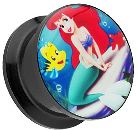 Taffstyle Ohr Plug Flesh Tunnel Piercing Ohrpiercing Schraub Schraubverschluß Picture Motiv Comic Meerjungfrau 6mm
