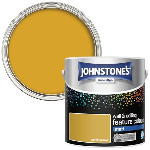 Johnstone's - Matt Feature Wall Paint - Warming Rays - 2.5L | Metallic Finish, Interior Feature Walls & Ceilings, Great Coverage, Easy to Apply, Long-Lasting Colour, Quick Drying