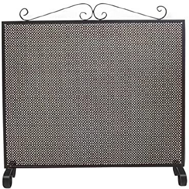 PEGANE Grille de Protection pour cheminée, Grille Pare-feu modèle Lisse en Fer forgé Coloris Noir - Hauteur 64 x Longueur 66,5 cm