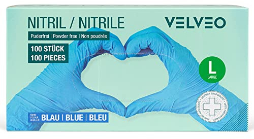 100 Stück Nitril Untersuchungshandschuhe in Spender-Box Größe L, Einweghandschuhe Einmalhandschuhe