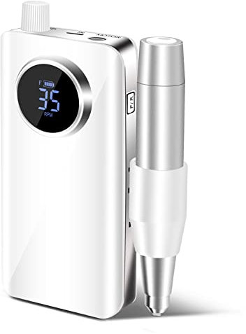 Perceuse à ongles électrique rechargeable 35000 tr/min, lime à ongles électrique portable professionnelle pour manucure - BLANC