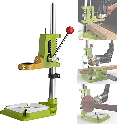 HSRG Drill Press Stand for Hand Drill, Professional Electric Drill Workbench Repair Tool, Adjustable Drill Press Table Stand Wood Drilling Machine, Single Hole Cast Iron Base