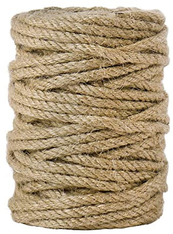 50m Spago per Decorazioni in Canapa 5mm - Corda per Tiragraffi per Gatti, Spago Multiuso per Fai da Te e Giardinaggio