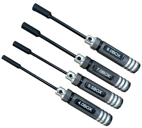 LinsyRC 4-Pack RC Repair Tool 4.0mm 5.5mm 7.0mm 8.0mm Hex Screw Driver Handles Set Hex Socket Nut Driver for FPV RC Model Car Boat Airplane