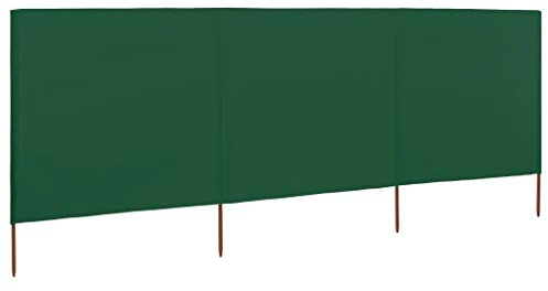 ZHOUMIN Paravent Panneaux Extérieur Ecran de Plage Anti-Vent Abri de Plage Pare-Vue Coupe-Vent Paravent 3 Panneaux Tissu 400 x 120 cm Vert
