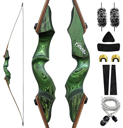 60 Zoll Black Hunter Takedown Langbogen 20-60 Lbs Traditionell Holzbogen Rechte Hand Jagdbogen Für Erwachsene (35LBS)