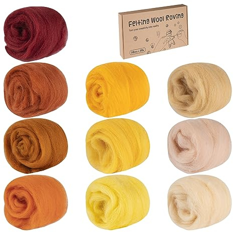 Homewit 10 Farben Filzwolle-10 Farben je 10 Gramm, Wolle Zum Filzen