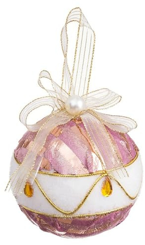 BigBuy Christmas Palle di Natale Bianco Rosa Polyfoam Tessuto 8 x 8 x 8 cm (4 Pezzi)