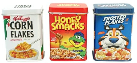 tanner DER KLEINE KAUFMANN TANNER Deco - Kelloggs Metalldosen Set, mit abnehmbaren Deckel, Zubehör für Kaufmannsladen, lebensmittelechtes Design, 0085.6