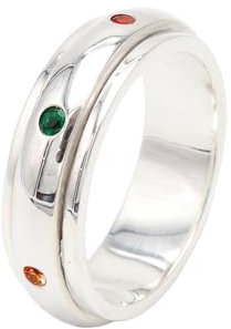 Jay Jools 7 Chakra Spinner Ring – 925 Sterling Silver Fidget Ring, Yoga Spinner Band for Women & Men, Seven Chakra Jewelry US 12