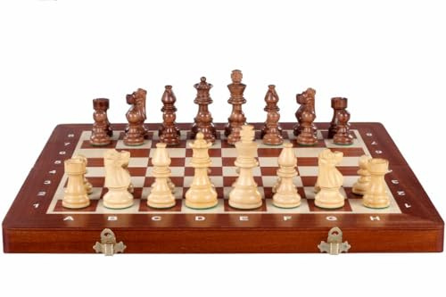 Sunrise Chess & Games French Staunton Gold Nr. 4, 42 cm | Handgeschnitzte French-Staunton-Figuren, Goldausführung, Holzbrett 42 cm, Für Turnier und Freizeit