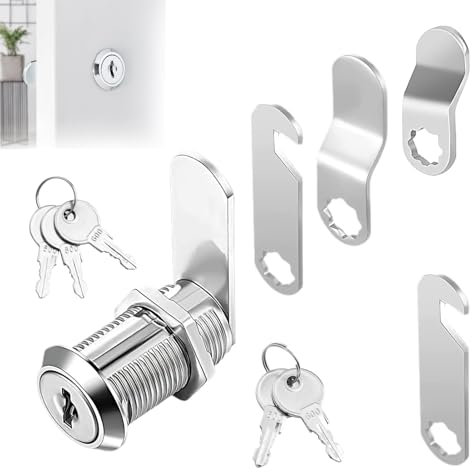 Serratura cassetta postale tubolare filettata 16 mm,Serratura per cassetta delle lettere con 5 chiavi, con 5 diverse piastre di bloccaggio - Serratura a cilindro per porte, cassetti, armadietti (C)