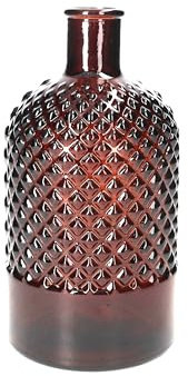 Keyhomestore - Flasche aus recyceltem Glas, mit Diamantdetails, Höhe 23 cm, Farbe Dunkelbernstein, ideal als Dekoration für Inneneinrichtungen.