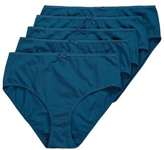 Ulla Popken Femme Slips, 5er-Pack, Einfarbig, BIS GR. 66/68, Pétrole Foncé, 58-60 EU