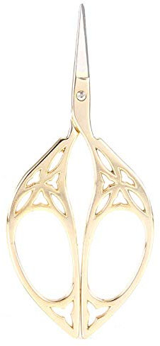 ANKROYU Schere im Vintage-Blatt-Design, Stickschere, Handarbeitsschere aus Edelstahl, kleine Bastelschere aus Edelstahl zum Nähen, Einfädeln und Handarbeiten (Gold)