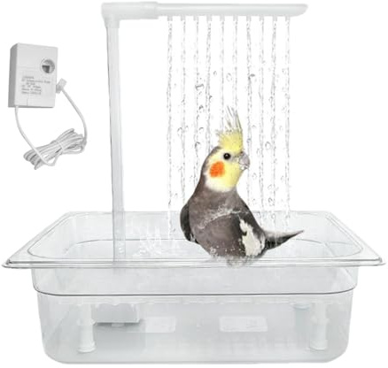 Yulokdwi Vogeldusche Wellensittich, Vogelduschkabine Vogelbäder,automatische Vogelbaddusche Mit 180° -Umlaufhahn, Vogeltränke Für Haustiervögel, Vogelwanne, Innen-Vogelbad, Nymphensittich-Vogeltränke