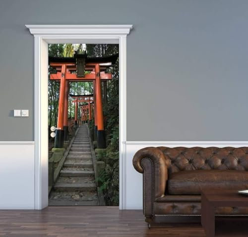 Türtapete Selbstklebend 95x210 Japan Türaufkleber 3D Türposter Japanischer Stil Fototapete Türfolie Türklebefolie Wasserdichte für Türwand Dekoration Tapete a7684