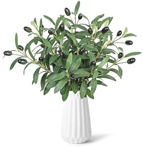 CYIOU 12 Pezzi Filiali di Olive Artificiali 30 cm/11.8 Pollice Rami di Ulivo Artificiali Piante Finte Toglie di Ulivo per Tavolo da Pranzo Ghirlanda Feste Matrimoni Decorazione