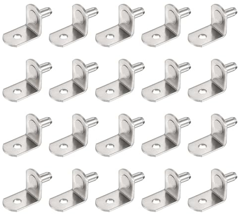 QUARKZMAN Winkelbodenträger, 40 Stück 5mm (1/5) L-förmige Stützhalterung Bodenträger Regalbodenhalter mit Loch für Möbel Schrank Schrankregale Zubehör, Silberton