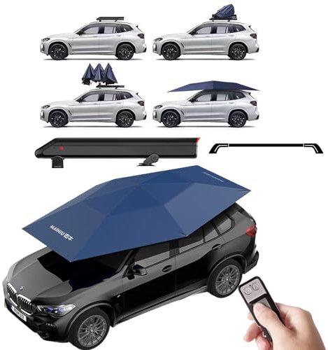 Remote Control Automatic Car Sun Shade Cover with Storage Box, UV Protection Parasol Tent for Parking