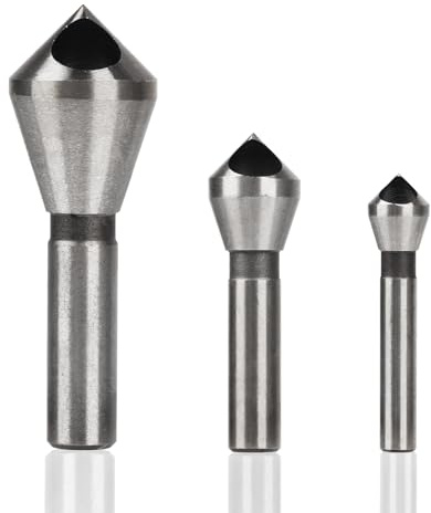 Ruaizel Countersink Drill Bit Set Deburring Chamfer Drill Bits, 4Pcs Cobalt Coated Countersink Drill Bit, Countersink Bits for Metal, Stainless Steel, Copper, Wood