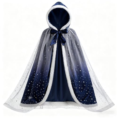 YYSSNM Costume da principessa per bambine con cappuccio, mantello in velluto, abito per Halloween, Natale, carnevale, Cosplay