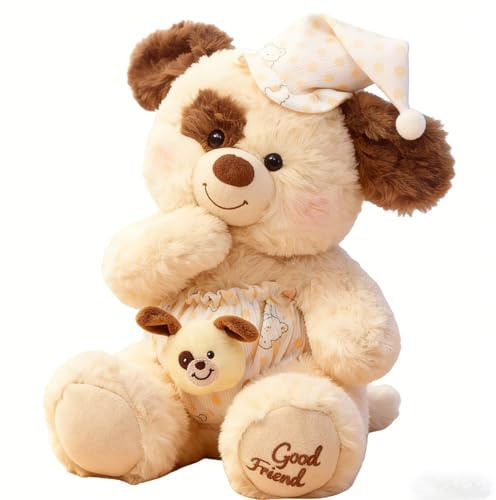 Klein Hund Kuscheltier für Neugeborene, Babyparty und Neugeborenen Geschenk | Niedliches Plüschtier Hund, Kuscheln & Spielen, Realistic Stofftier aus Weiches Kuscheltier, Ideal aus Geschenk für Kinder
