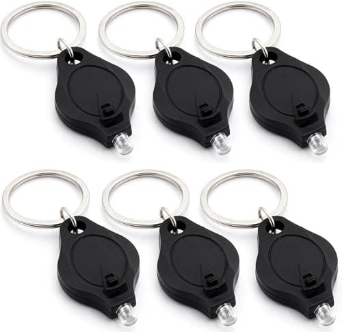 Zquqwa 6 PCS Note Checker UV Light, Money Watermark Checker Torch Mini LED Keychain Flashlight, Purplelight Pocket Size UV Detector for Paper Notes, Counterfeit Detection, Keyring Flashlights Black
