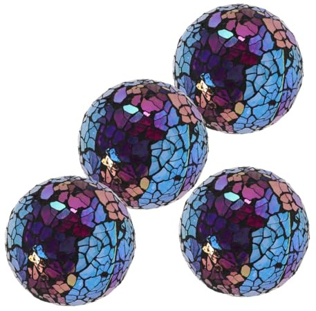 VALICLUD Bolas De Vidrio Decorativas con Diseño De Azulejos 8 Cm Multicolor para Decoración De Mesa Centro De Mesa Bodas Fiestas 4 Piezas