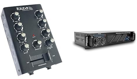 IBIZA MIX500 Pack - Mesa mezclas 2 canales + Amplificador AMP300-MKII