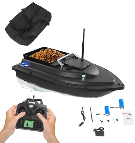 RC Bait Boat for Fishing, 1968FT Range High Speed Fishing Bait Boat Dual-Hand Control, Wide Bait Tank & Dual 5200mAh Batteries for Lake Fishing & Pond Feeding, Complete Set with Bag & USB Cable