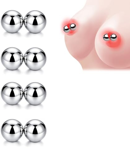 XRVRILE Pinces Tétons Magnétiques Sans Perçage pour Adultes – Bijoux Intimes en Acier Inoxydable, Aimant Puissant, Set 8 Pièces avec Boîte de Rangement, Surface Lisse, Non Invasif