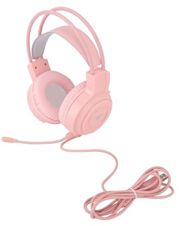 aqxreight Gaming-Headset, RGB-Beleuchtung, 7.1-Kanal-Surround-Sound, USB und 3,5-mm-Dual-Jack-kabelgebundener Gaming-Kopfhörer für PC-Konsole, Laptop, Pink, Liefert Vollen Treiber- und (PINK)