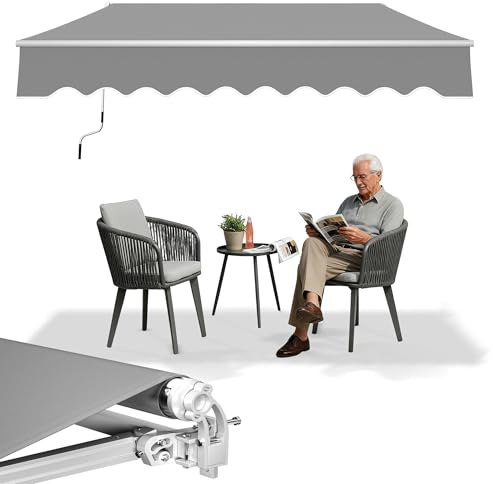 UISEBRT Tenda da sole per balcone, 250 x 200 cm, colore grigio chiaro