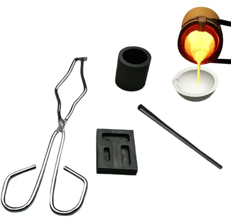 Kit di fusione dei metalli - Crogiolo in grafite, stampo per lingotti, pinze per mescolare, kit di stampaggio per la progettazione di gioielli | Designer di gioielli dilettanti Artigiani DIY Home