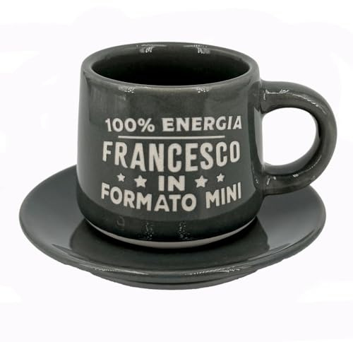 CLEARCO Tazzina da caffè personalizzata con piattino e scatola - Francesco