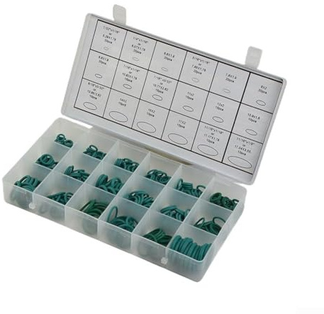 O-Ringe, 270 Stück 18 Größen A/C Dichtung Kit HNBR Gummi Grün O-Ringe Set Auto Klimaanlage Reparatur Sortiment mit Aufbewahrungskoffer für Auto Fahrzeug Wartung