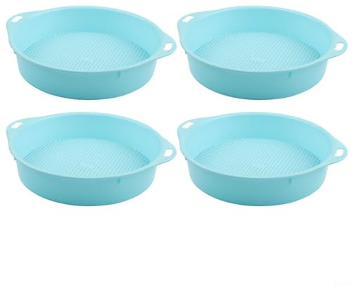 Linnkyfloa Paquete de 4 filtros transportables de mezcla de jardín para Pp de 3 mm de malla, compost, para construcción, macetas, filtro de tierra azul, portátil, para bonsái y rosa (28 x 24 cm) (azul