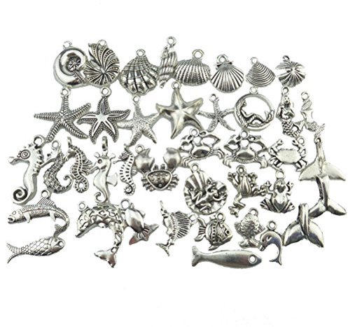 ULTNICE 40 Stück DIY Basteln Charms Anhänger für Halskette Armband Marinetier