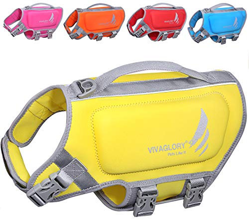 VIVAGLORY High Buoyancy Schwimmweste Hund, Rettungsweste, Hundeschwimmweste für Bootfahren, Schwimmhilfe & Auftrieb, XS, Gelb