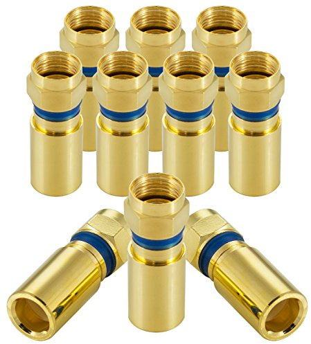 POPPSTAR 10x Juego de Conectores coaxiales, Conector F compresión para Cable de Antena, Cable coaxial hasta 7,5mm, Resistente a la Intemperie, Dorado